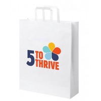 Flat Handled Paper Bag - White 