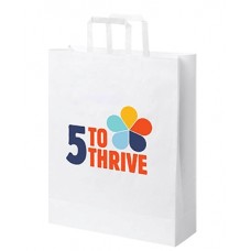 Flat Handled Paper Bag - White 